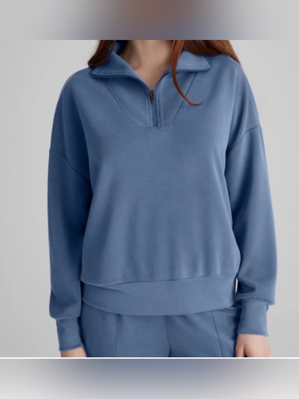 Tommy John Luxe Traveler Knit Quarter-Zip In Vintage Indigo Pullover Size Small